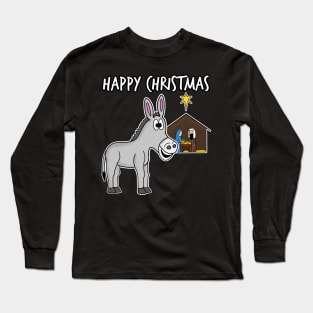Christmas Donkey Nativity Carols Christian Church Humor Long Sleeve T-Shirt
